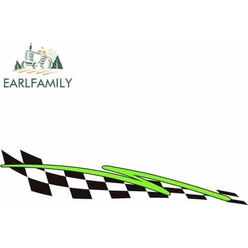 EARLFAMILY 13cm x 3cm for Black and White Grid Green Lines Right Car Stickers Personality Motorcycle Decal Trunk Car Assessoires