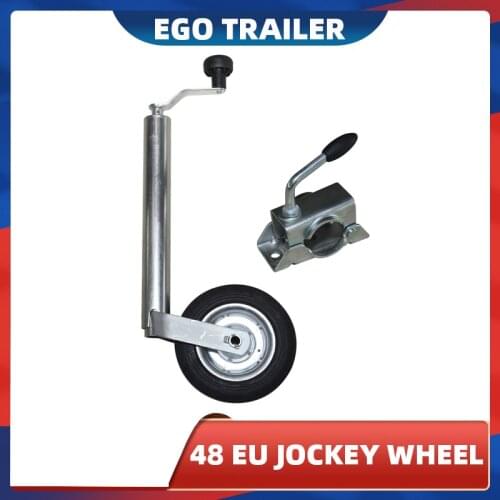 Ego trailer High quality Europe type 48mm trailer jack jockey wheel, trailer stand with clamp top wind,48mm tube, trailer parts