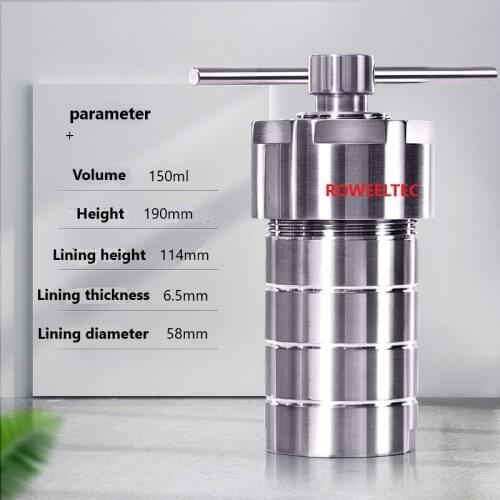 Hydrothermal Autoclave Reactor with PTFE Chamber Hydrothermal Synthesis 150ml Brand new RH