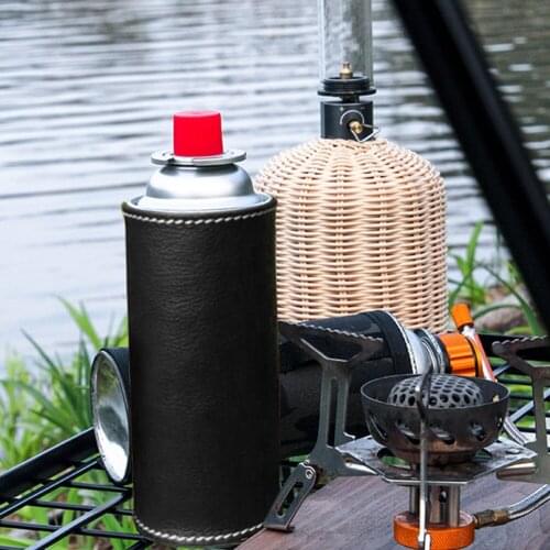 PU Leather Fuel Cylinder Storage Bag Outdoor Camping 250g Gas Canister Protective Cover Durable Canister Cover Storage Bag