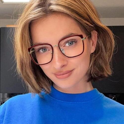 Anti Blue Light Computer Glasses for women Fashion Clear Square Eye Glasses Frames For Women Vintage Decorative Glasses Red