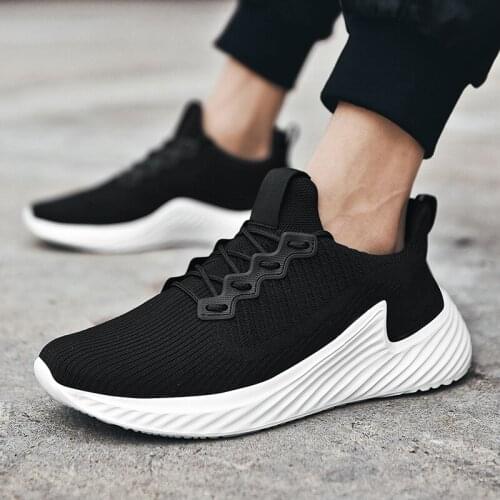 Mens Casual Shoes Slip On Sport Casual Shoes Solid White Fashion Knitting Men Mens Sneakers Black Mens Hot Sale Sapato Male