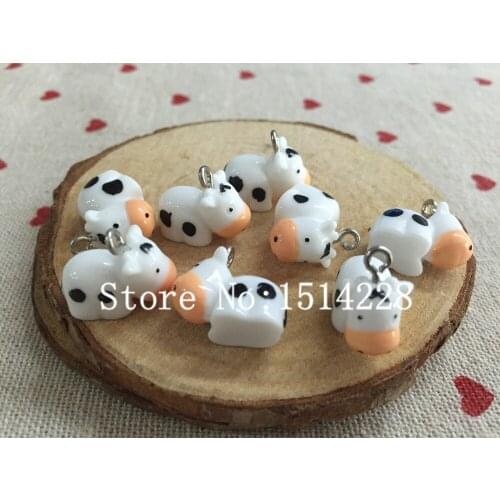 Mina Free shipping! Cute animal charms.3D resin kawaii cow pendant for key chain/phone decoration,DIY