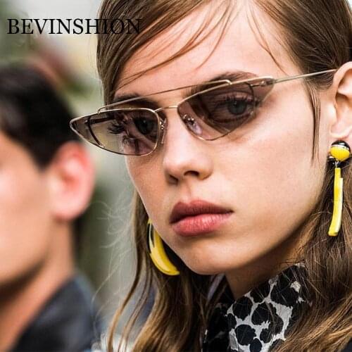 Fashion Vintage Triangle Women Sunglasses Men Sun Glasses Cat Eye Metal Double Beams Sexy Cool Couple Retro Eyeglasses Lunette