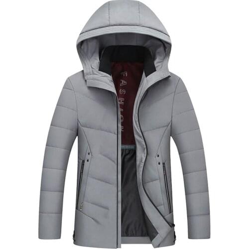 New Style Mens down Feather Cotton-padded Clothes Middle-aged Mens Hooded Jacket Thick Warm Comfortable