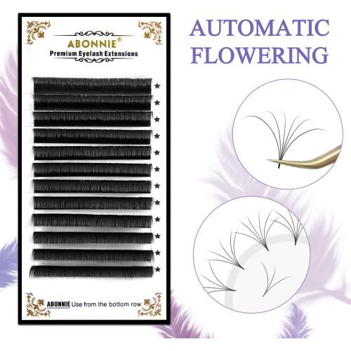 Abonnie 8-18mm Auto Fan Lashes Easy Fan 1s Blooming Eyelash Extension Fast Fanning Volum Fan Lashes Tray