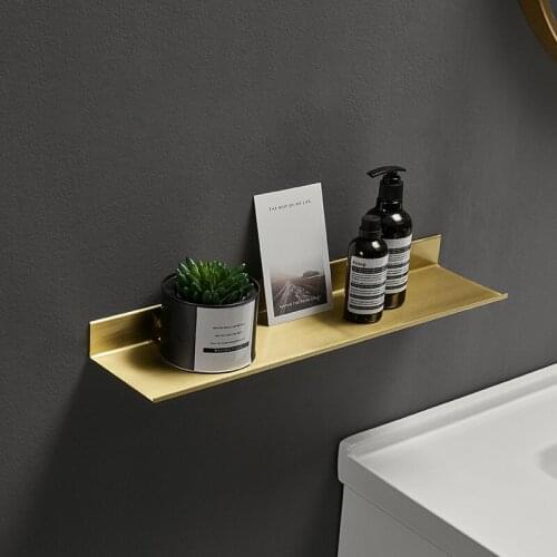 Wall Mounted Bathroom Shelf Aluminum Waterproof Shampoo Racks Gold Cosmetics Shelves For Bathroom Kitchen Home Storage Racks