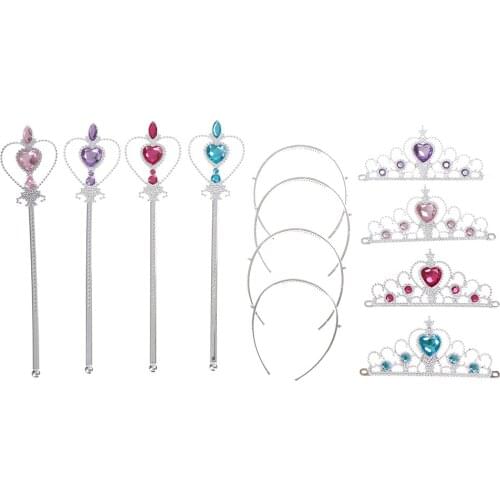 New Frozen Crown Twinkle Hair Accessories For Girls Princess Bridal Crown Crystal Tiara Hoop Headband Hair Bands Magic Wand