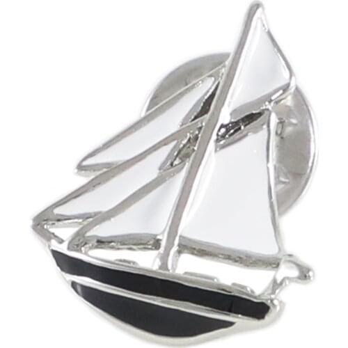 Novelty White Sail Ship Lapel Pin Sailing Boat Pin Holiday Gifts Pins Birthday Gift Lapel Pins