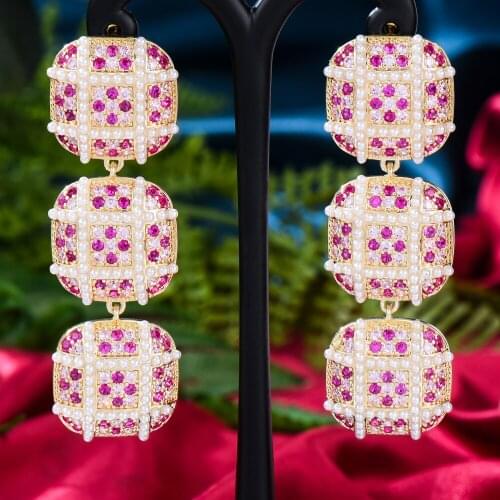 New Luxury Trendy Square Pearls Dangle Earrings For Women Wedding Party Bridal Girl Daily Earrings Gift Jewelry High Quality
