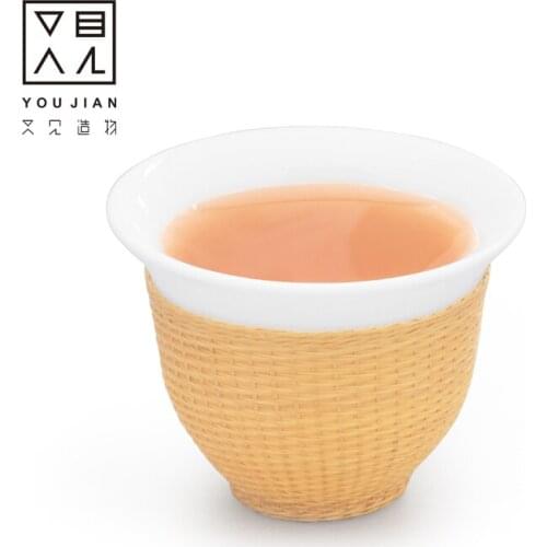 Dehua County, small tea cup, master cup, bamboo button porcelain Kung Fu tea set, single cup, white porcelain bowl