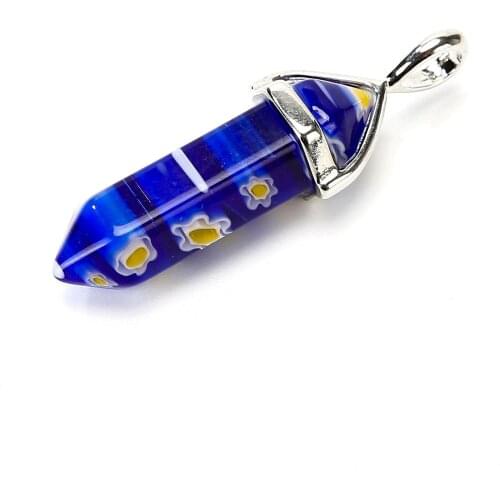 Opal Hexagon Column Pendant necklace Creativity Flower Liuli bullet Chain Necklace fashion jewelry