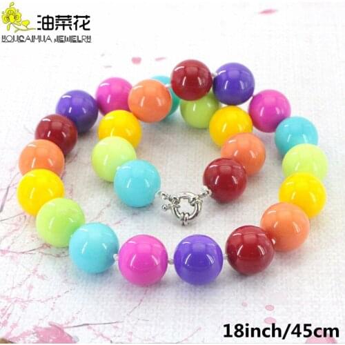 Fashion Sweet Rainbow Candy Color Glass Shell Pearl Necklace 7 Sizes Romantic Woman Girl Clavicle Chain Christmas Gift Wholesale