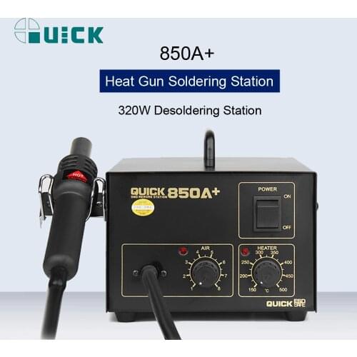 QUICK 850A Heat Gun Soldering Station Air Pump Hot Air Gun Desoldering Station For SMD BGA Soldering Rework Station 110V/220V