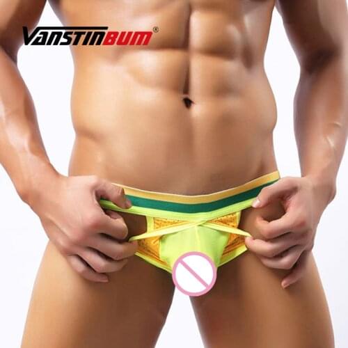 VANSTINBUM G-Strings and Thongs Sexy Mens Backless Underwear Gay Man U Pouch Double Jockstrap Briefs Tangas Hombre Mesh T Back