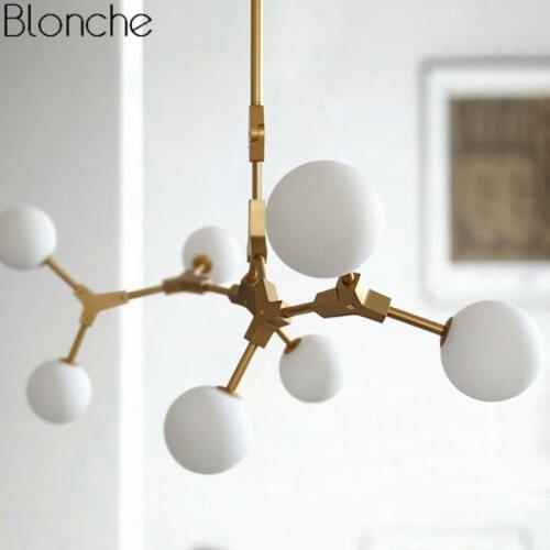 Postmodern Magic Bean Pendant Lights Led Glass Ball Industrial Hanging Lamp for Living Room Kitchen Light Fixtures Home Decor