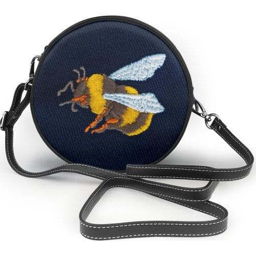 Casual Round PU Leather Sling Handbag Purse Women Elegant Paattern Print Shoulder Crossbody Bag Popular Simple Female Daily Bag