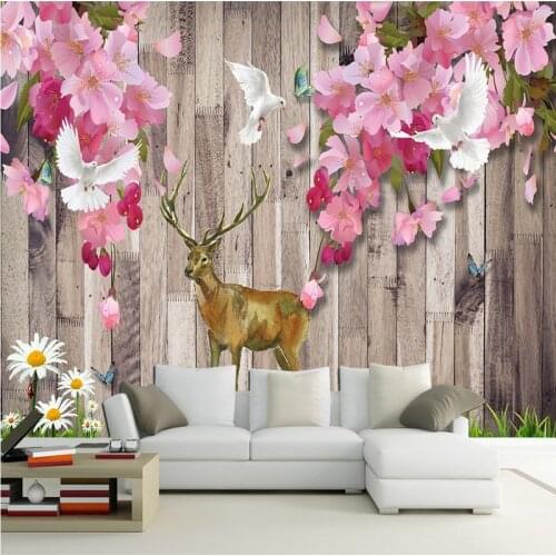 Drop Shipping Custom Photo Wallpaper Nostalgic Retro Mahogany Plum Blossom Chinese Wall Mural Living Room TV Backdrop Wallpaper