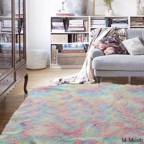 Rainbow Colors Carpets Tie Dyeing Plush Soft Carpets For Bedroom Living Room Anti-slip Floor Mats Kids Room Carpet Rugs