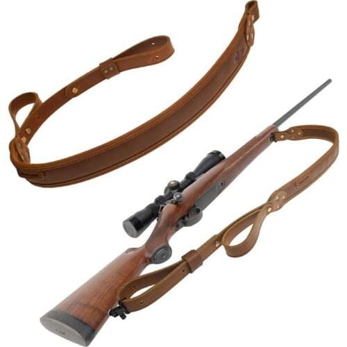 Hunting Rifle Sling Shoulder Pad Leather Tactical Shotgun Strap Adjustable Bindings Belt Gun Accessories For Shooting