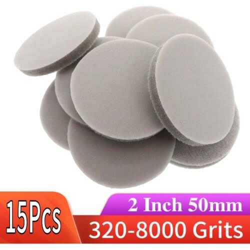 2 Inch 50mm Flocking Sponge Sanding Disc Hook Loop Sandpaper 320-8000 Grit Coarse Fine For Car Glass Phone Polishing & Grinding