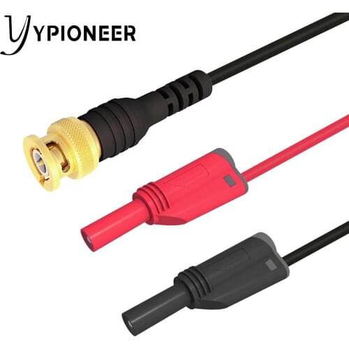 YPioneer P1064 BNC Test Lead Copper Gold-Plated BNC Male to Dual Safety 4mm Banana Male Plugs Fully Insulated Stackable Shrouded