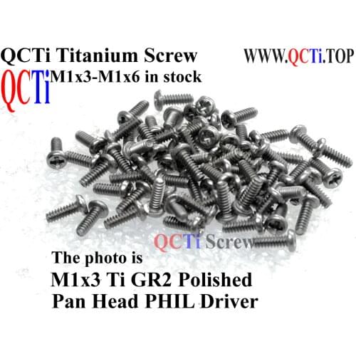 Titanium screw M1x2 M1x2.5 M1x3 JIS 1111 Pan Head 00# Phillips Driver Ti GR2 Polished 50 pcs