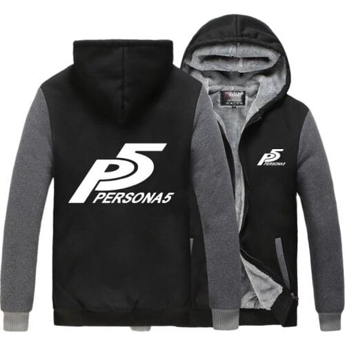 High-Q Unisex Anime Persona 5 P5 Thick Hooded Hoodie Cardigan Ren Akira Kurusu Persona 5 Morgana Casual Fleece Hoodie Jacket