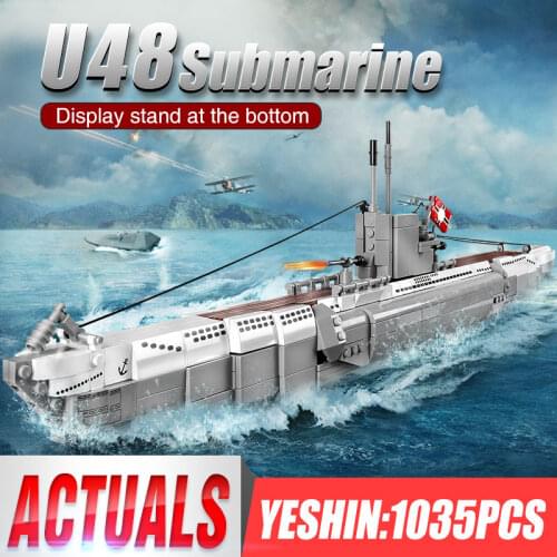 Yeshin PG15001 Military Toys 1035PCS The MOC U48 Submarine Model Kits Building Block Assembly Brick Toys Kids Christmas Gifts