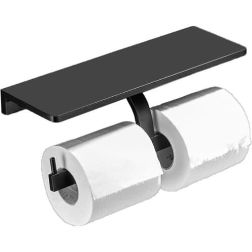 High Quality Black Toilet Paper Holder Wall Mounted Double Roll Bathroom Accessories