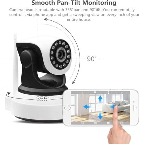 WiFi Camera,Wireless IP Camera with Night Vision for Indoor, 2 Way Audio,Multi-Users PTZ Motion Detection Pet Baby Cam Camhi APP