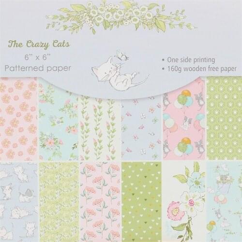 YPP CRAFT 12pcs 6" Single-side Printed Crazy Cats pattern creative papercraft art paper handmade scrapbooking kit set book