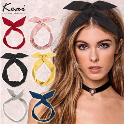 2021 Suede Solid Color Rabbit Ear Ribbon Womens Headwear Print Hair Ties Twist Hairband Metal Wire Scarf Headband Accessories