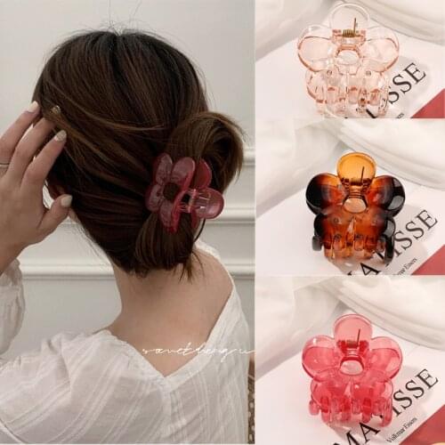 Ruoshui Woman Floral Hairpins Transparent Hair Claws Hair Claws Women Hair Accessories Ponytail Clips Girls Headwear Barrettes