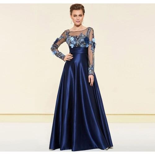 Tanpell appliques long evening dress button flowers floor length a line gown women celebrity formal custom evening dresses 2019