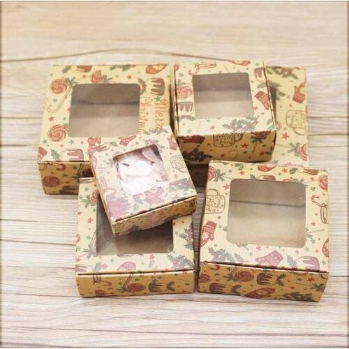 20pcs more size paper kraft window gift box Marbling pattern christmas gifts bakery package box wedding favors party supplies