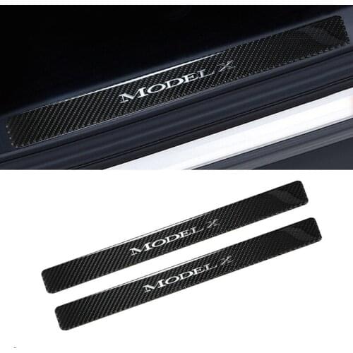 4pcs Door Sill Protector true carbon fiber front and rear door sill trim panel Threshold decoration accessories for Tesla ModelX