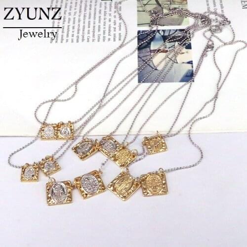 5PCS, Fashion San benito necklace for women double charm necklace Religion jewelry