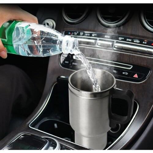 Car Heated Cup 500ML 12V Car Vehicle Heating Stainless Steel Water Cup Kettle Coffee Heated Mug travel Fits Most Car Cup Holders