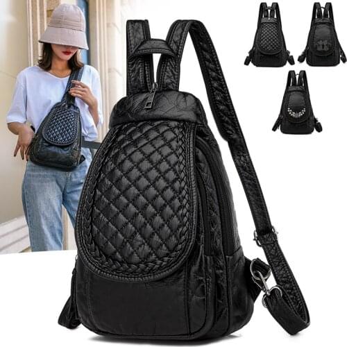 Travel Backpack Mochila Feminina New Ladies Soft Washed Leather Backpack Cute Small Backpack School Bags for Girls