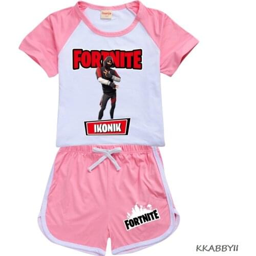 Fortnites Summer Boy Tracksuit Cotton T-Shirt + Pants 2Pcs Kids Girls Clothing Sets Sports Suits Childrens Clothes