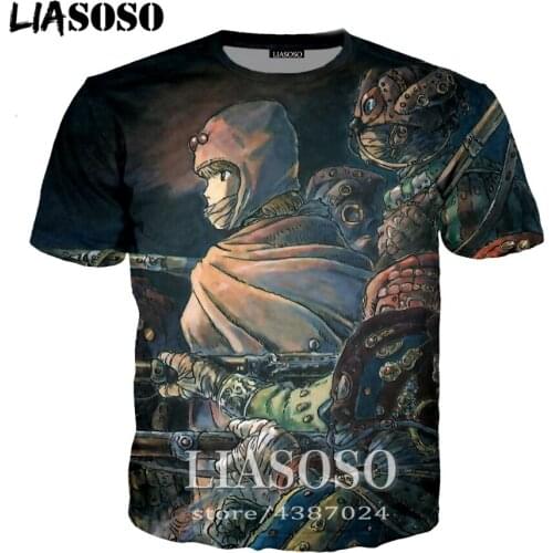 LIASOSO Harajuku Style Pullover Tees Unisex Anime Nausicaa Of The Valley Of The Wind 3D Print T Shirt Tops Brand Clothing A109