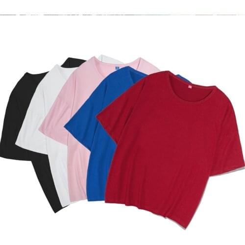 Harajuku T-shirt 5 Solid Color Basic T-shirt Women Casual Round Neck Friends Summer Korean Top Hipster Streetwear White T-shirt