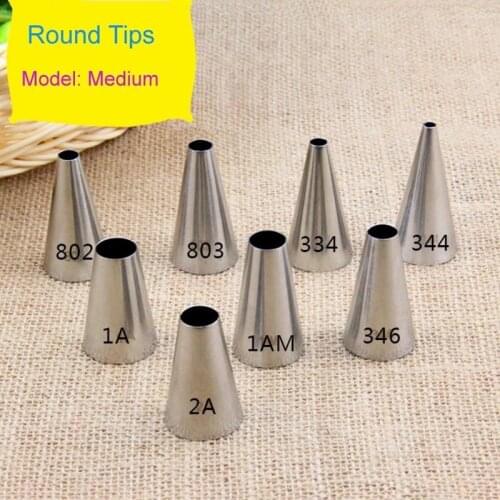 Round Tips Medium Decorating Nozzle Seamless Icing Tube Pastry Tips Fondant Cake Decorating Sugarcraft Tools