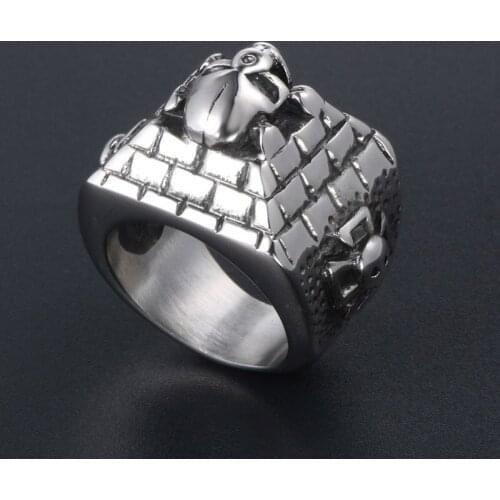 Personality City Wall Ghost Ring Silvercolor Titanium Steel Ring Halloween Festival Gift Men Women Fashion Birthday Gift Jewelry