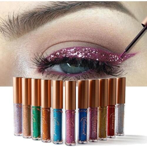 Hot! 12 Colors Glitter Eyeliner Make Up Shining Liner Cosmetics Waterproof Pigmented Silver Shimmer Makeup Liquid Eyeliner