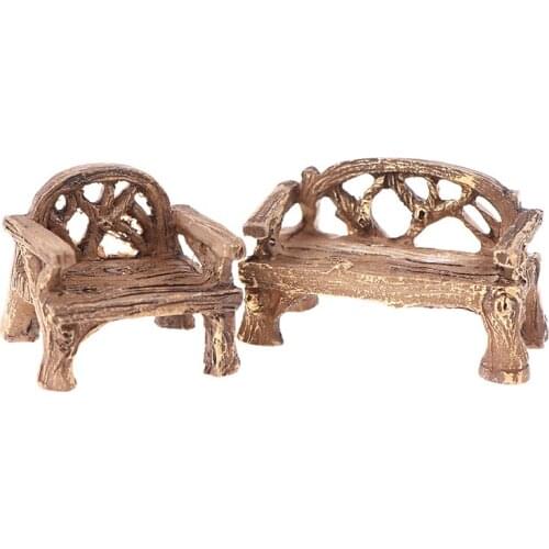 Mini Garden Ornament Miniature Park Seat Bench Craft Fairy Dollhouse Decor Micro Home Landscape Decor Accessories 1Pc