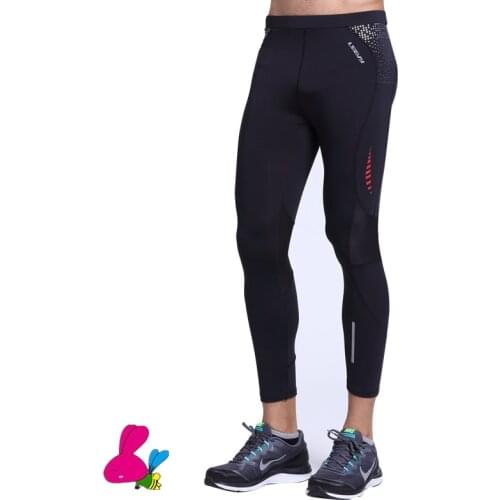 2019 Mens Running Pants Compression Fitness tights Elastic Trousers men gym Jogger sport leggings Bodyboulding tights Black