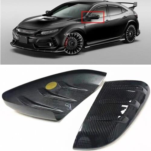 For Honda Civic Mugen Type-R FK8 2016-2020 Car Exterior Window Door Side Add On Luxury Carbon Fiber Rear View Mirror Cover Caps