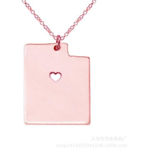 Euramerican style cross border Map of Utah USA State Stainless steel necklace